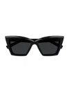 Saint Laurent Beveled Acetate Cat-eye Sunglasses In 001 Black Black Black