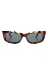 Saint Laurent Sl 658 Rectangle-frame Sunglasses In Brown