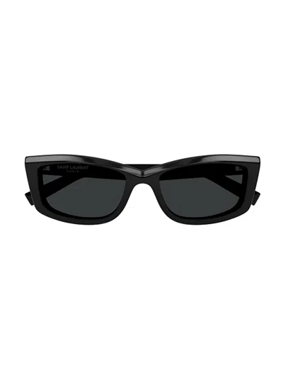 Saint Laurent Logo Acetate Cat-eye Sunglasses In Black