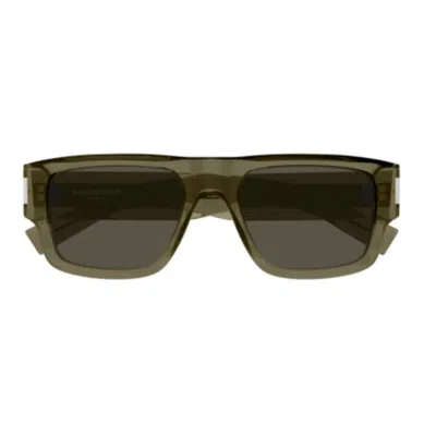 Saint Laurent Eyewear Square Frame Sunglasses In 003 Brown Brown Grey