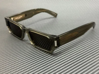 Pre-owned Saint Laurent Sl 660 003 Olive Transparent Grey Unisex 54 Mm Medium Sunglasses