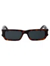 Saint Laurent Eyewear Rectangular Frame Sunglasses In 002 Havana Crystal Black
