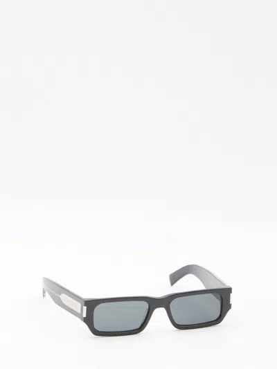 Saint Laurent Sl 660 Rectangular Sunglasses In Black Crystal Black
