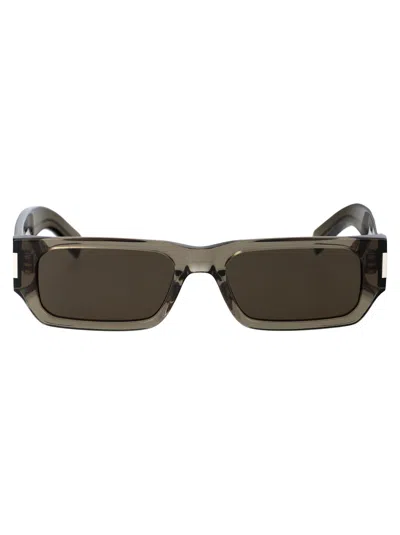 Saint Laurent Sl 660 Sunglasses In Unisex Brown Brown Grey
