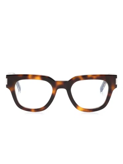 Saint Laurent Sl 661 Round-frame Glasses In Brown
