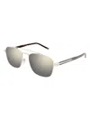 Saint Laurent Ivory Crystal White Metal Sunglasses In Ivory