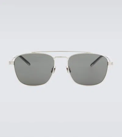 Saint Laurent Sl 665 Aviator Sunglasses In Grey