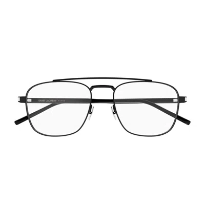 Saint Laurent Sl 665 Linea Naked Wirecore Thin 001 Black Crystal Glasses