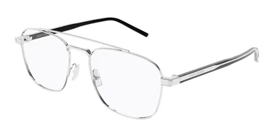 Saint Laurent Sl 665 Opt Asian Fit 002 Men's Glasses Silver Size 56 - Free Lenses - Blue Light Block Available In Metallic