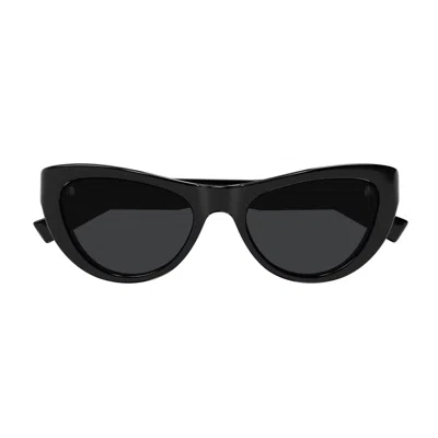 Saint Laurent Sl 676 Linea New Wave 001 Black Sunglasses In Black Black Black