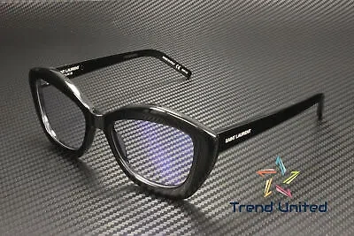 Pre-owned Saint Laurent Sl 68 006 Cat Eye Acetate Black Grey 54 Mm Women's Sunglasses In Gray