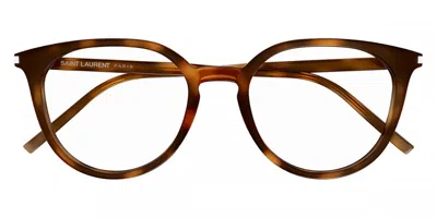 Saint Laurent Sl 681/f Asian Fit Men's Glasses, Tortoiseshell, Size 52 In Brown