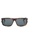 Saint Laurent Sl 689 Rectangle Frame Sunglasses In 褐色