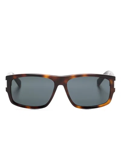 Saint Laurent Sl 689 Rectangle Frame Sunglasses In 褐色