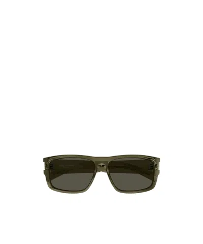 Saint Laurent Sl 689 Rectangle-frame Sunglasses In Green