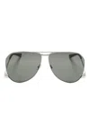 Saint Laurent Logo-engraved Pilot-frame Sunglasses In Metallic