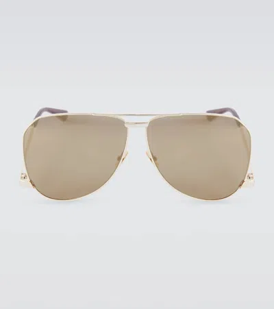 Saint Laurent Sl 690 Aviator Sunglasses In Gold