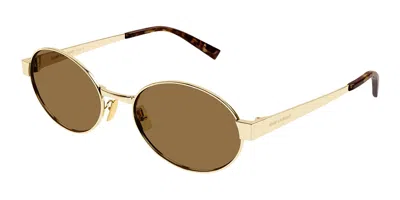 Saint Laurent Sl 692 004 Women's Sunglasses Gold Size 55 In Brown