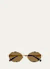 Saint Laurent Sl 692 Feminine Fashion Icons Metal Oval Sunglasses In Gold