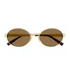 Saint Laurent Sl 692 Linea Sl Logo 004 Gold Brown Sunglasses In Gold