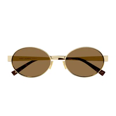 Saint Laurent Sl 692 Linea Sl Logo 004 Gold Brown Sunglasses
