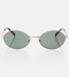 Saint Laurent Sl 692 Round-frame Sunglasses In Gold-gold-green