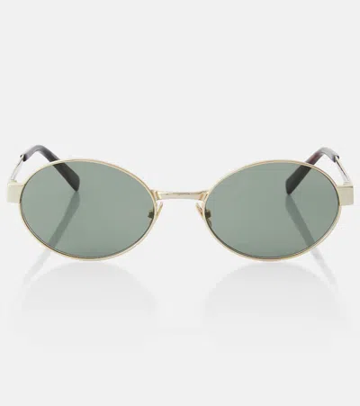 Saint Laurent Sl 692 Oval Sunglasses In Gold-gold-green