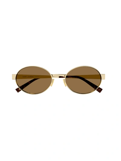 Saint Laurent Sl 692 Sunglasses In 004 Gold Gold Brown