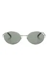 Saint Laurent Panthos Round-frame Metal Sunglasses In Green