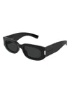 Saint Laurent Dark Grey Oval Unisex Sunglasses Sl 697 001 51 In Black