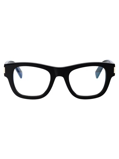 Saint Laurent Sl 698 Havana Glasses In Unisex Black Black Transparent