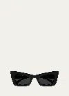 Saint Laurent Sl 702 Fashion Show Plastic Cat-eye Sunglasses In Black