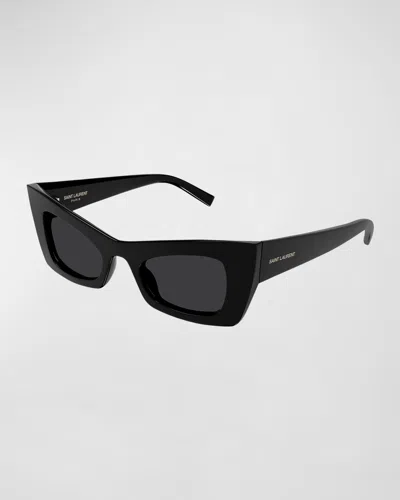 Saint Laurent Sl 702 Fashion Show Plastic Cat-eye Sunglasses In Black