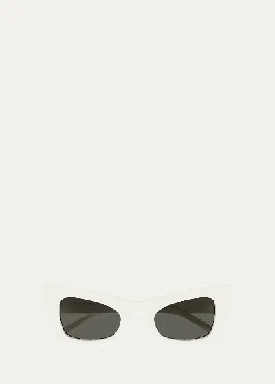 Saint Laurent Sl 702 Fashion Show White Plastic Cat-eye Sunglasses In Ivory