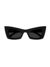 Saint Laurent Rectangle-frame Sunglasses In Black Black Black