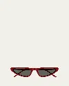 Saint Laurent Sl 7030 Sleek Acetate Cat-eye Sunglasses In Red