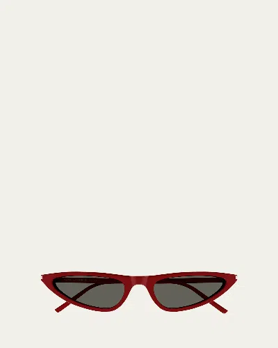 Saint Laurent Sl 7030 Sleek Acetate Cat-eye Sunglasses In Red