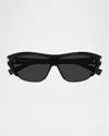 Saint Laurent Sl 704 Recycled Acetate Shield Sunglasses In Black