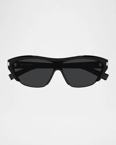 SAINT LAURENT RECYCLED ACETATE SHIELD SUNGLASSES