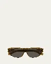 Saint Laurent Sl 704 Recycled Acetate Shield Sunglasses In Brown