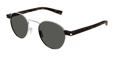Saint Laurent Sl 707 Asian Fit 001 Men's Sunglasses Silver Size 49 In Metallic