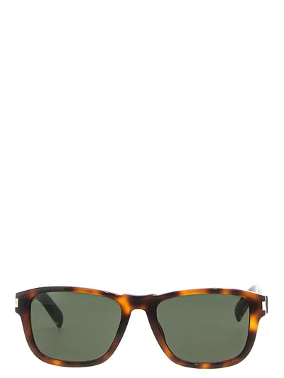 Saint Laurent Square Sunglasses With Tinted Lenses And Tortoiseshell Frame In Brown