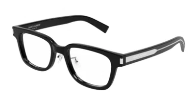 Pre-owned Saint Laurent Sl 723/j 004 Black/crystal Soft Rectangle Men's Eyeglasses In Clear
