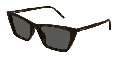 Saint Laurent Sl 737 Mica Thin 002 Women's Sunglasses Tortoiseshell Size 54 In Brown