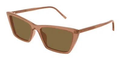 Saint Laurent Sl 737 Mica Thin 009 Occhiali Da Sole Marroni Per Donna In Brown