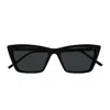 Saint Laurent Sl 737 Mica Thin Linea Sl Logo 001 Black Black Sunglasses In Black