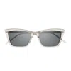 Saint Laurent Sl 737 Mica Thin Linea Sl Logo 004 Beige Silver Sunglasses In Trasparente