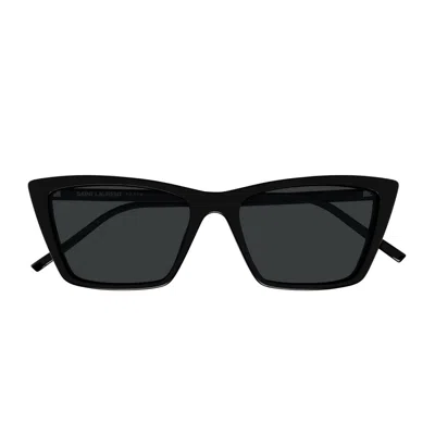 Saint Laurent Sl 737 Mica Thin Linea Sl Logo Sunglasses In Black