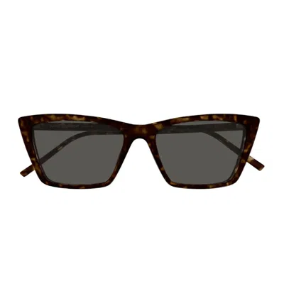 Saint Laurent Sl 737 Mica Thin Linea Sl Logo Sunglasses In Black