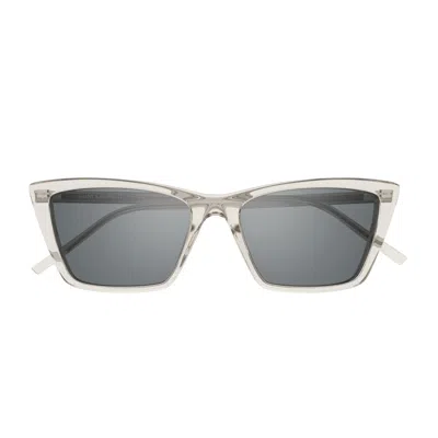Saint Laurent Sl 737 Mica Thin Linea Sl Logo Sunglasses In Transparent